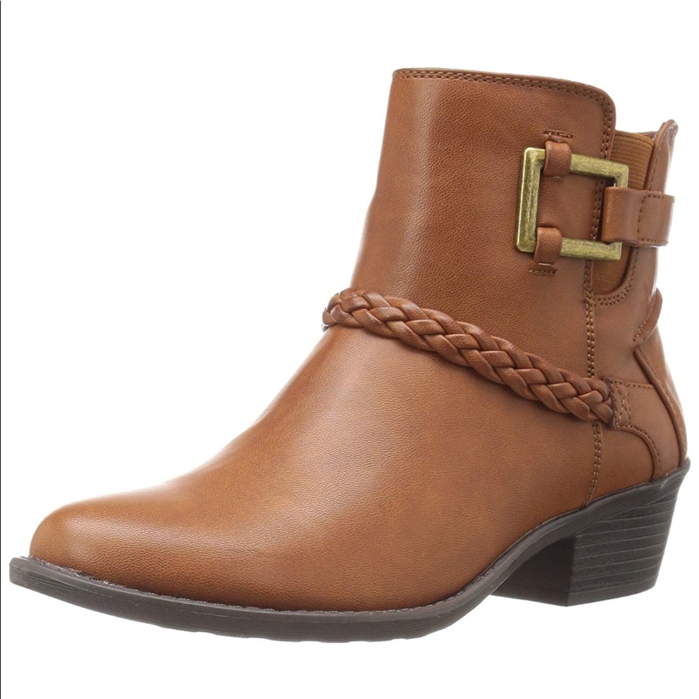Cognac Western Flair Braid Buckle Boho Ankle Boots - Picture 5 of 7